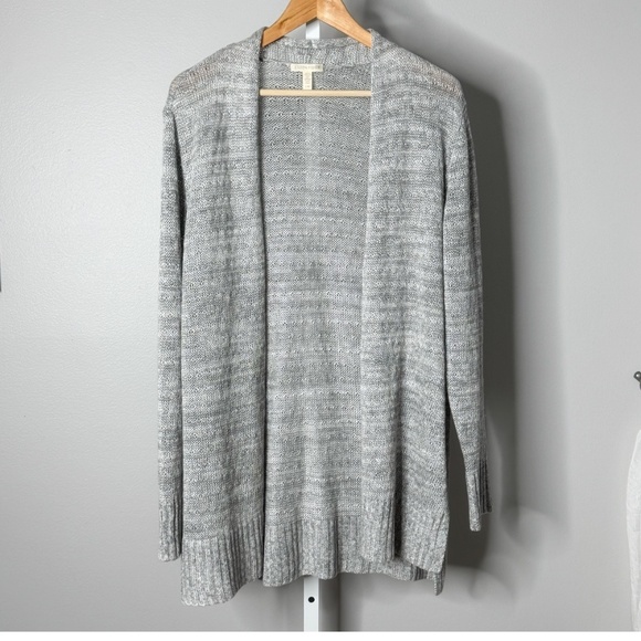 Eileen Fisher Cardigan Open Front Sweater Organic Linen Heather Grey Lightweight - Picture 16 of 16